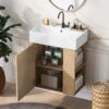 Floating Bathroom Vanity With Basin And Right Side Storage - Wood - Image 7