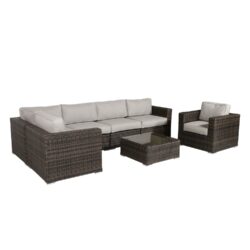 Patio Set With Cushions For 5 Person Seating, All Weather - Gray