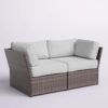 Outdoor Wicker Loveseat With Cushions Patio Seating Wicker - Brown - Image 4
