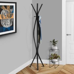Coat Rack, Hall Tree, Free Standing, 3 Hooks For Entryway, Contemporary & Modern - Black