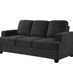 Modern Sofa, Comfortable 3 Seater Couch With Deep Seating And High Density Foam, Loose Back Cushions, Wide Arms - Black