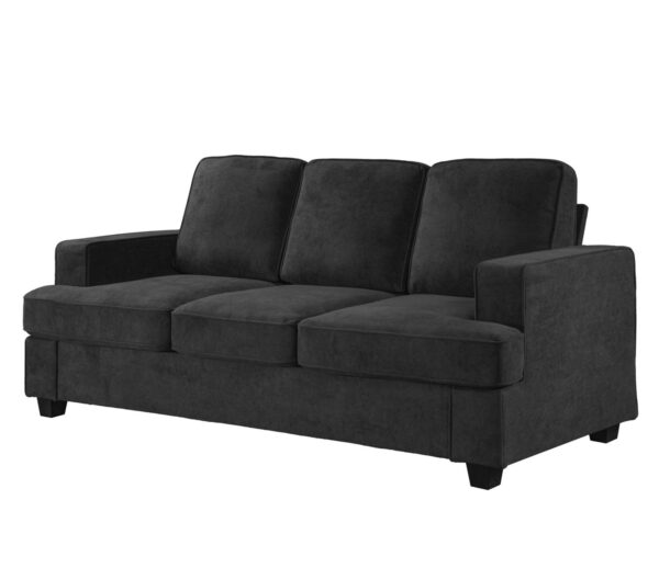 Modern Sofa, Comfortable 3 Seater Couch With Deep Seating And High Density Foam, Loose Back Cushions, Wide Arms - Black