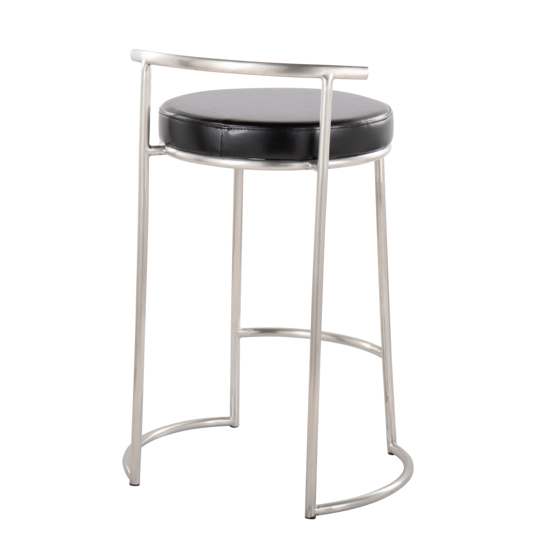 Fuji - Round Contemporary Fixed Height Counter Stool (Set of 2) - Black - Image 4