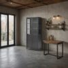 Modern Style Tall Steel Display Cabinet With Double Glass Doors, LED Lights, 3 Sided Glass For Collectibles - Black - Image 6