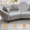 Upholstered 3 Seater Sofa With Curved Design And 2 Printed Pillows Chenille - Gray - Image 6