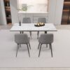 Modern Extendable Dining Table And Chair Set, Elegant Table Chairs, Metal Base - Gray / White - Image 11