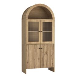Grain Tech Inspired Dome Cabinet With LED Lighting - Smart Snack Storage Solution - Natural Wood
