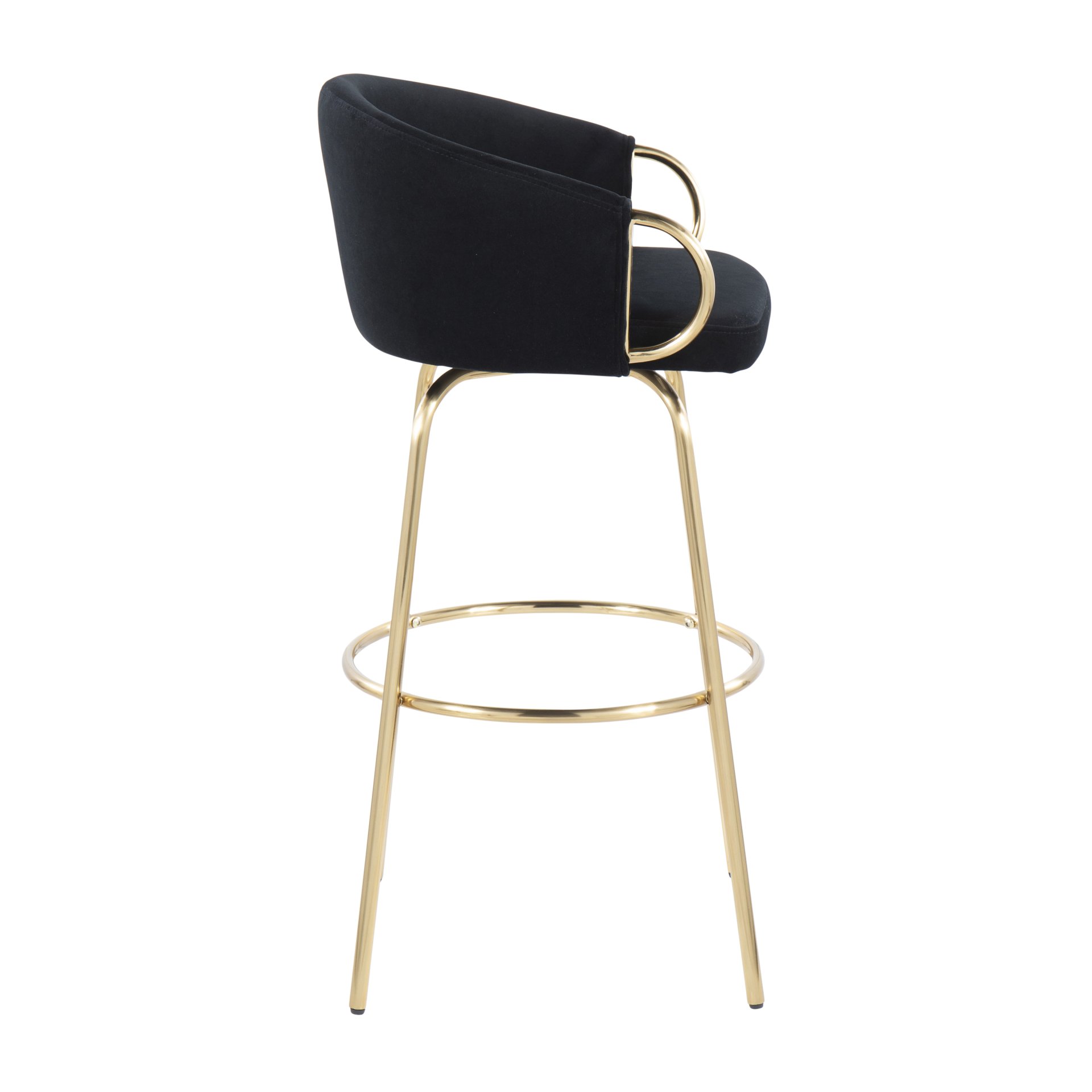 Claire - Contemporary / Glam Fixed Height Bar Stool With Round Footrest (Set of 2) - Black / Gold - Image 3