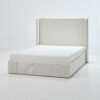 Carmen - King Upholstered Wingback Bed Frame With High Headboard - Ivory - Image 9