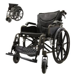Lightweight Foldable Nursing Wheelchair For Adults Double X Force Support, 300Lbs Capacity, Breathable Cushion & Anti Backflip Design With Tires, Adjustable Seat Belt, Quick Release Wheels - Gray