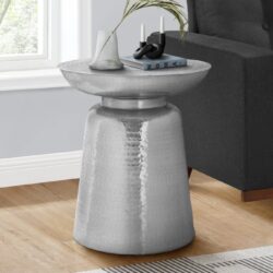 Drum Accent Side Table, Durable Construction, Contemporary & Modern - Chrome