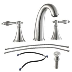 Widespread Bathroom Faucet With Pop Up Drain - Brushed Nickel