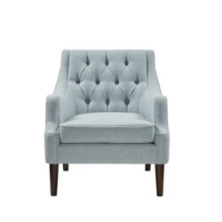 Qwen - Button Tufted Accent Chair With Removable Cushion - Dusty Blue