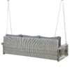 3 Person Porch Swing With Chains, Large Patio Swing Bench With Cushions For Backyard, Garden, And Poolside - Gray - Image 12