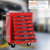 Rolling Metal Tool Chest With 7 Drawers, 20" Steel Storage Cabinet With Ball Bearing Slides - Red / Black - Image 8