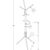 Coat Rack, Hall Tree, Free Standing, Hanging Bar, 6 Hooks, Entryway, 68"H, Contemporary & Modern - White - Image 3