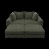 4 Seat Sofa, Deep Seat Couches With Soft Pillows And 2 Ottomans, Convertible Sofa Lounge Chair, For Living Room - Green - Image 21
