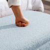 Storage Ottoman Bench For End Of Bed Gold Legs, Modern Gray Faux Fur Entryway Bench Upholstered Padded With Storage For Living Room Bedroom - Blue - Image 13