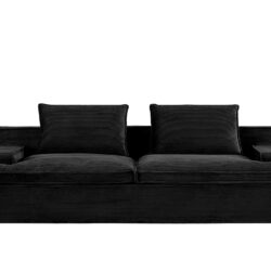 Nimbus - Oversized Full Foam 4 Seater Couch For Living Room Upholstered In Soft Corduroy, Wide Armrests - Black