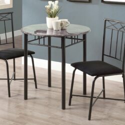 Dining Table Set Small Round 3 Pieces Set - Gray