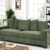 Luxe Corduroy Sofa With 5 Matching Toss Pillows, Sleek Design, Spacious And Comfortable 3 Seater Couch - Dark Green - Image 7