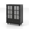 Buffet Cabinet With Double Glass Doors And Drawer, Storage Sideboard - Black - Image 16