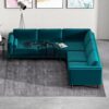Amber - Velvet Corner Sectional Sofa - Teal - Image 7