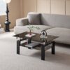 Tempered Black Glass Coffee Table, 2-Layers Tea Table - Black - Image 2