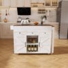 Modern Kitchen Island With Extendable Dining Table & Power Outlet - White - Image 15