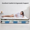 12" King Size Hybrid Mattress 7 Zoned Individual Pocket Spring Breathable Memory Foam Mattress - White / Black - Image 4