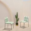 4 Piece Set Of Single Chairs With Modern Color Blocking Design, UV Resistant And Rust Proof - Haze Green / White - Image 13
