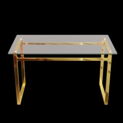 Modern Minimalist Rectangular Glass Dining Table With Tempered Glass Tabletop For 4 - 6 - Transparent