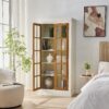 Rustic Style Display Cabinet With Glass Doors For Collectibles & - Brown / Cream White - Image 8