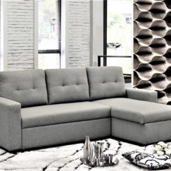 Convertible L Shaped Sectional Sleeper Sofa Bed, Saving Pull Out Couch - Gray