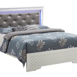 Full Elegant Transitional Bed - Silver Champagne