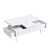 Lift Top Coffee Table With 2 Drawers, Multi Functional Adjustable Coffee Table With Hidden Storage Compartment For Living Room - White - Image 11