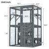 Outdoor Cat House With Shelves And Weather Protection, Removable Wood Boxes - Gray - Image 3