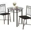 Dining Table Set Small Round 3 Pieces Set - Gray - Image 7