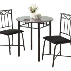 Dining Table Set Small Round 3 Pieces Set - Gray
