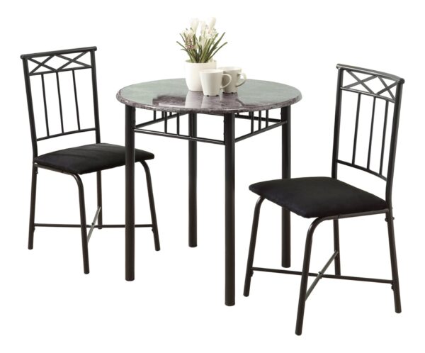 Dining Table Set Small Round 3 Pieces Set - Gray