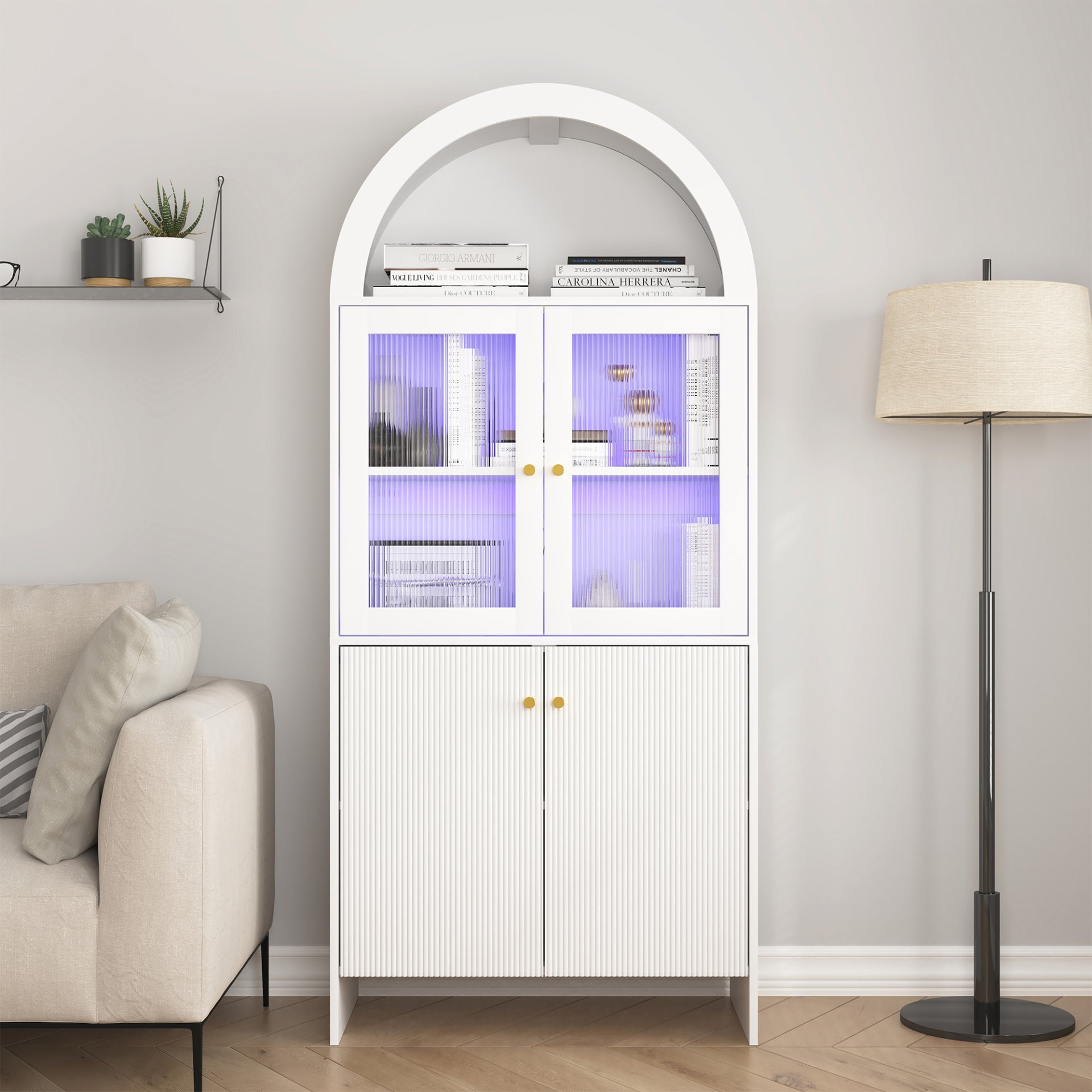 Modern Tech Inspired Dome Cabinet With LED Lighting Smart Snack Storage Solution - White - Image 9