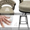 Technical Leather Woven Bar Stool (Set of 2), 360 Swivel Bar Stools With Back And Footrest - Light Brown - Image 18