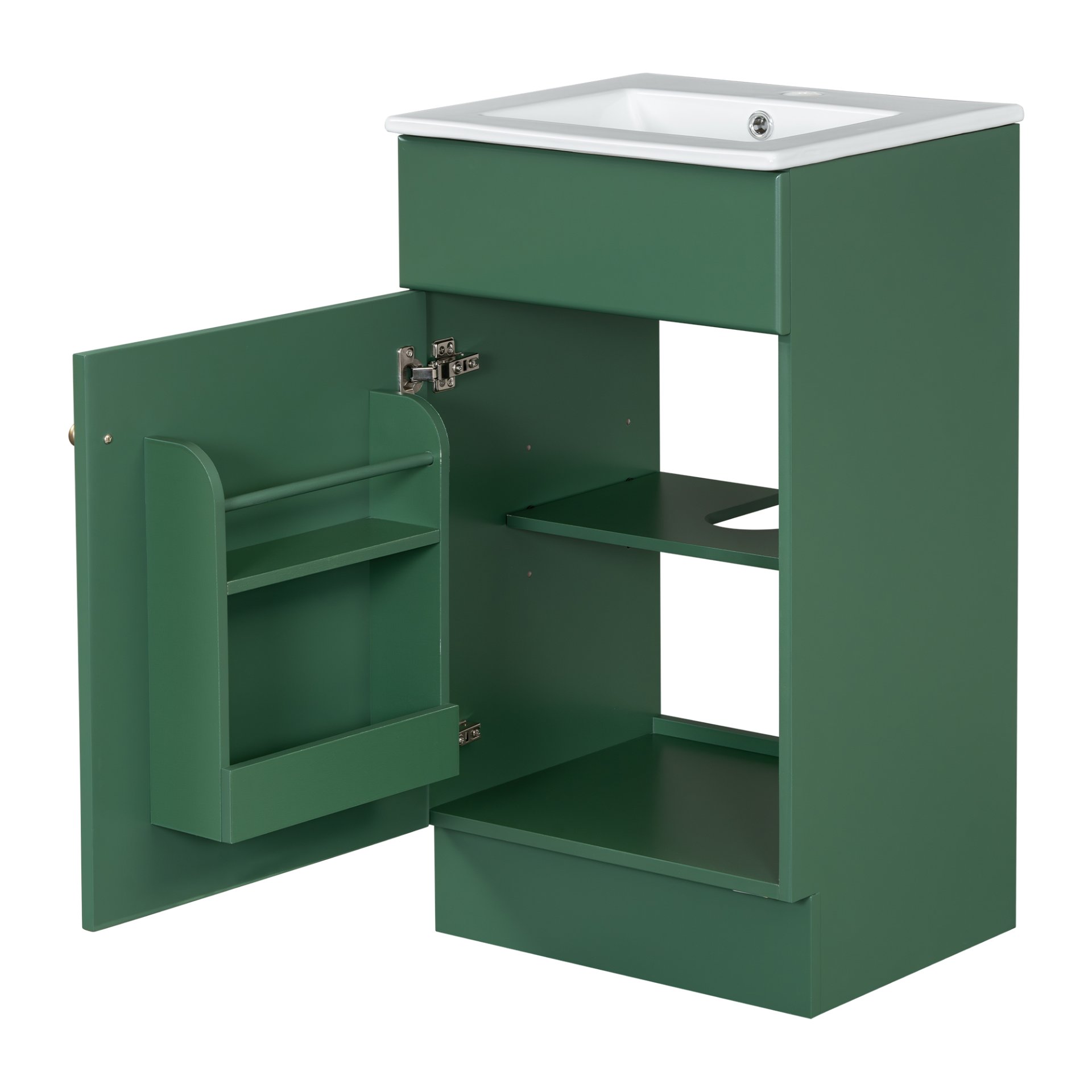 18" Bathroom Vanity With Sink, & Ceramic Cabinet With Adjustable Shelf - Green - Image 17