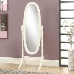 Standing Floor Mirror Full Length Oval Dressing For Bedroom - White