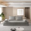 Multifunctional Convertible Sofa Bed With 2 Tumbler Backrests And 2 Pillows, Diy Modern Upholstered Couch - Light Gray - Image 7