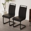 Modern Dining Chairs With High Back Upholstered Side And Metal Legs (Set of 2) - Black - Image 5