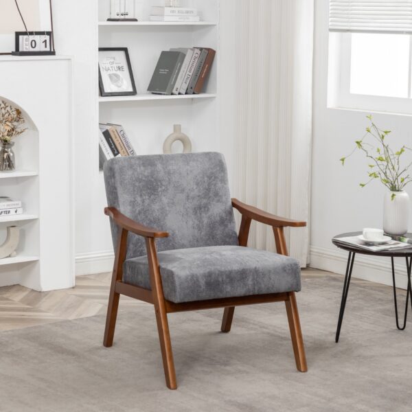 Accent Chair, Classic, Mid Century Modern For Extra Seating - Gray