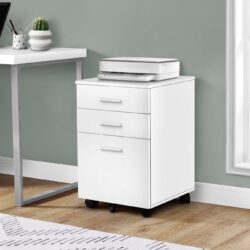 File Cabinet, Rolling Mobile, Storage Drawers, Printer Stand, Office, Work, Contemporary, Modern - White