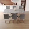 Elegant Extendable Dining Table Set With C Shaped Tube Chairs - Gray - Image 9
