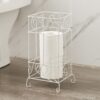 Metal Frame Toilet Paper Holder Stand, Bathroom Tissue Organizer - White - Image 2